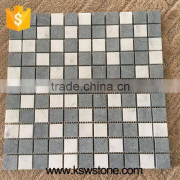 Top Quality Honed Sky Blue Mosaic+cararra Mosaic Chip Size25*25*10mm Silver Grey