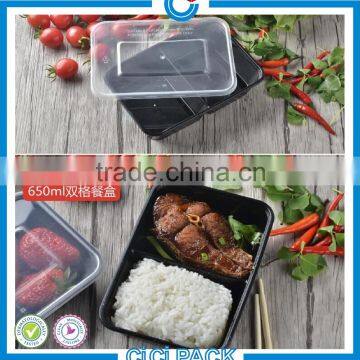 Disposable 2 COMPARTMENTS Rectangular disposable meal prep plastic food tray