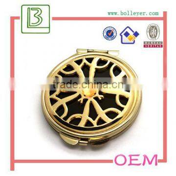 Gold Metal Portable round pocket mirror