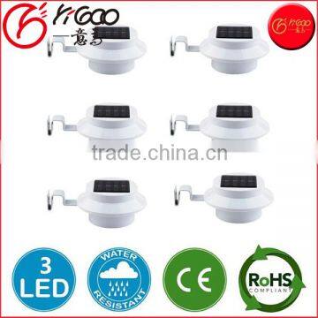 Water Resistant With Switch Solar Powered 3-led Gutter Light Fence Lamp Outdoor Solar Gutter LED Lights