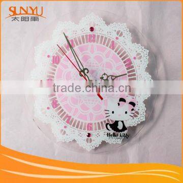 White Acrylic Wall Clock With Pink Printing