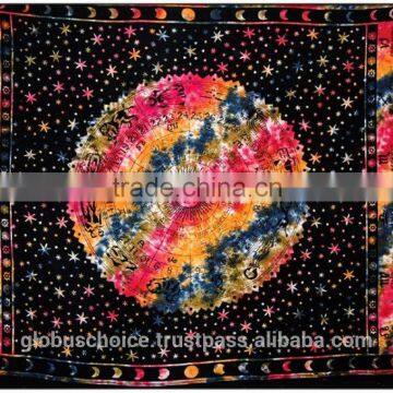 Indian Horoscope Zodiac Tie n Dye Wall Hanging Tapestry