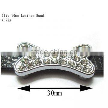 Wholesale Rhinestone Zinc Alloy Dog Bone Shape 10mm Slide Charms Jewelry