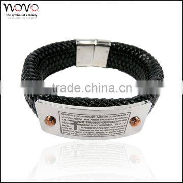 Cuff Bracelet Cheap Leather Bracelets Stainless Steel Monogram Leather Cuff Bracelet photo-2