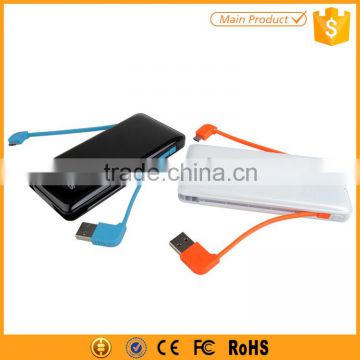 built-in cable 6000mah manual for power bank battery charger