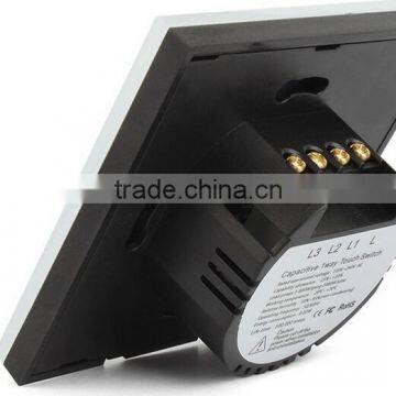 US/ EU Standards Modern Tempered Glass 3 Gang 1way White Wall Electric Smart Touch Switch photo-5