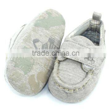 Grey boat shape slip on soft sole cotton baby won shoes