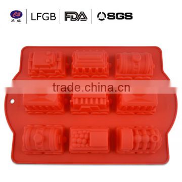 factory price promotional train shaped silicone cake mould with FDA/LFGB