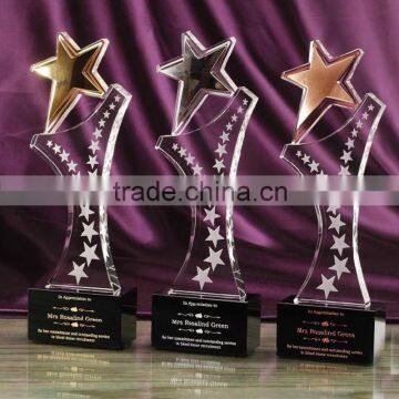 Wholesale New Arrival K9 Crystal Star VIP Awards Trophy With Square Black Crystal Base