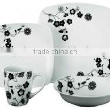 Pretty ceramic square dinner set,elegant dinnerware sets with decal