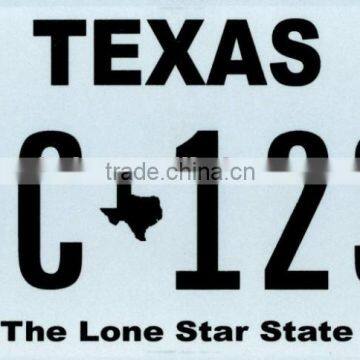 American license number plate with 3M reflective sheeting