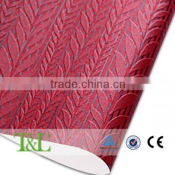 2016 Shanghai wallpapers 3d /red leaf foamed non-woven wallpaper from china