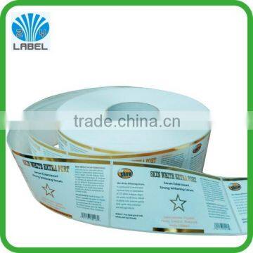 Custom vinyl cosmetic sticker label foil stamping roll paper sticker adhesive skin care sticker label