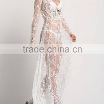 Wholesale Ladies Fashion Lace Dress See Through Long Cover up Beach Dress