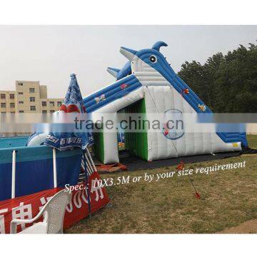 Popular PVC tarpaulin dolphin water slide for inflatable pool                        
                                                Quality Choice