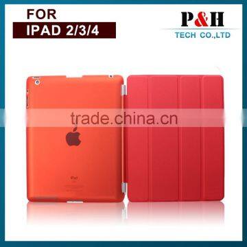 Four fold stand leather case for ipad 5, for ipad air leather pouch case