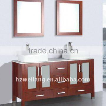 57'' Modern cherry solid wood floor-mounted bathroom cabinet/vanity/furniture(mj-3001)