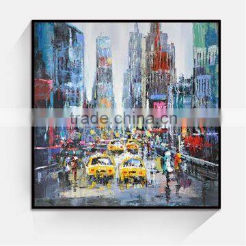 Wall Art paris street scene oil painting, building canvas painting room decor