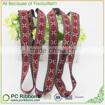 Jacquard Ribbon Trim Woven Stripes Patterns Red