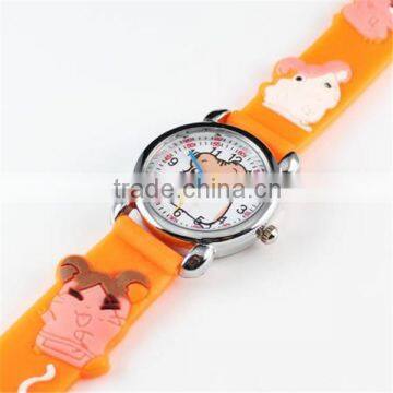 Colourful 2014 fashion cartoon face embossed kids 3d silicone watch