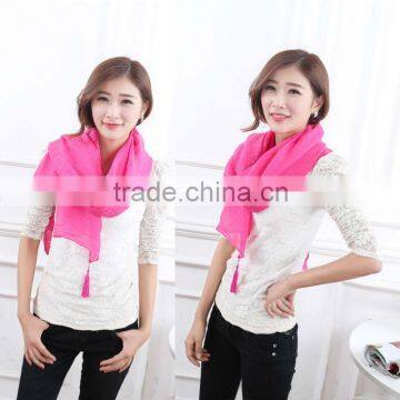 Butterfly Tassel Plain Color Most Popular Cute Scarf Cotton photo-2