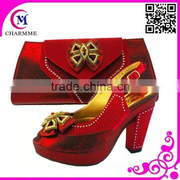 newest red party shoes with ladies shoes and matching bags CSB-519 with newest italian matching shoes and bags