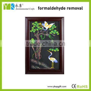 Wholesale eco-friendly activated carbon pine crane modern art wooden carved picture frames