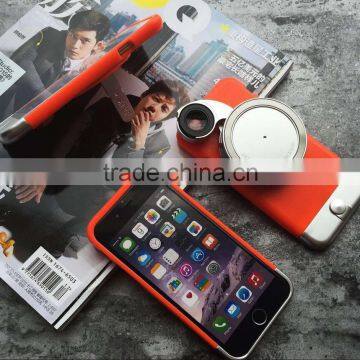 Hot Selling Universal 3 in 1 Phone Case with Holder, Fish Eye Lens 180 degree Macro Camera Lens Phone Case For iPhone 6s