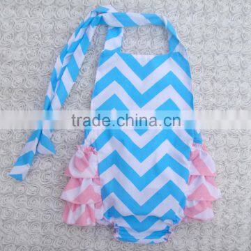 KP-BUBR019 Lovely blue chevron one piece swimwear sexy baby image bathing suit 2015