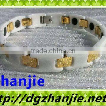 white and gold two-tone stainless steel ceramic bracelet #15025