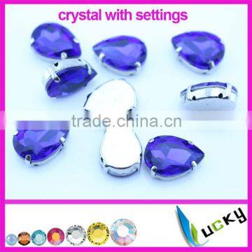 Blank sew on rhinestones settings with metal claw strass crystal beads for jewelry maker