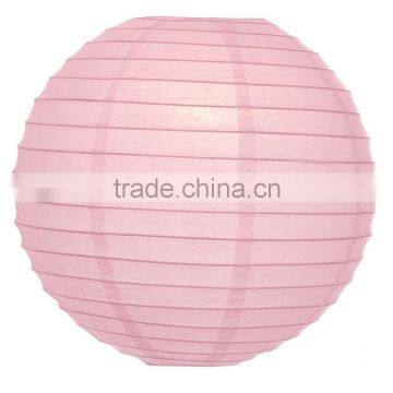 Rose Quartz Pink 12 Inch Round Premium Paper Lantern (parallel ribbing)