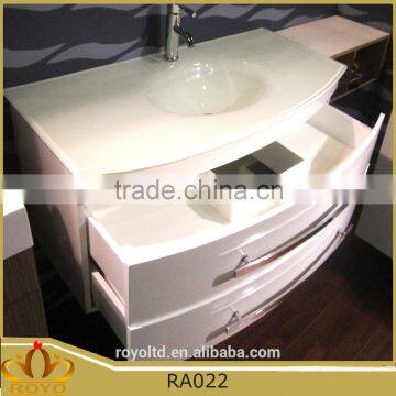 New White Elegant PVC Wall Mounted Bathroom Cabinet RA022 With Glass Sink Quality Choice photo-3