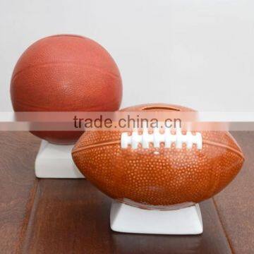 customized ceramic sports coin banks piggy bank football bank basketball bank