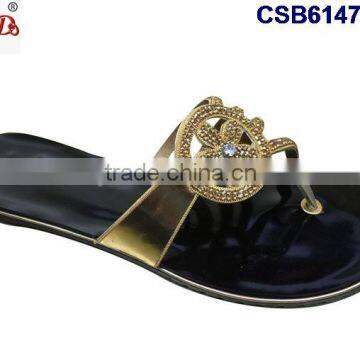 CSB6147(25-36) The newest design and different style of the slipper with stones and beads very fashionable