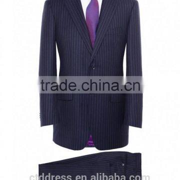 2014 Top Quality 100% wool Navy Stripe Classic Two Pieces wholesale suits