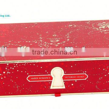 Red color rigid paper box with tray for Lotion