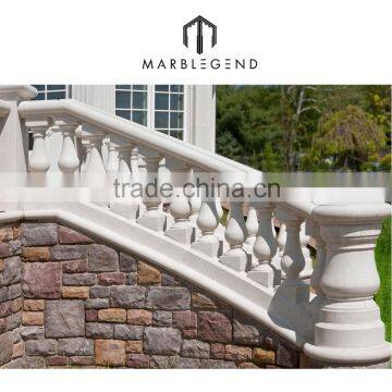 white marble stone balcony railing and kingpost