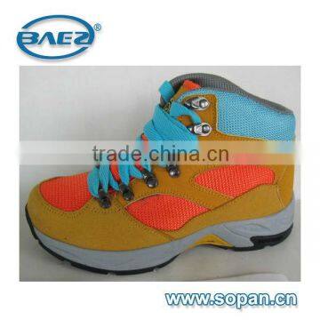 good quality orange cow leather with fur lining women hiking shoes