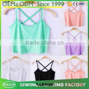 Womens Sexy Crop Top Short Sleeveless Blouse Vest Cross Casual T-Shirt Tank Tops