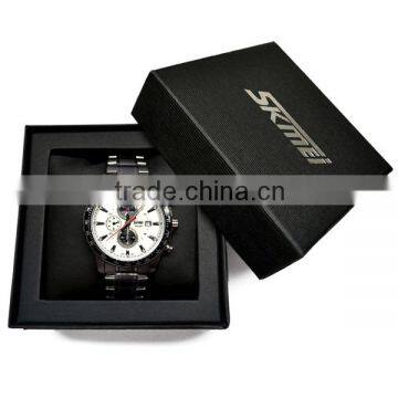 High Quality Luxury Black Paper Watch Box packaging with custom logo printed on lids