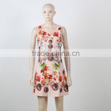 High Quality Ladies Sleeveless Cheap Flower Girl Dress Skater Dress Printing