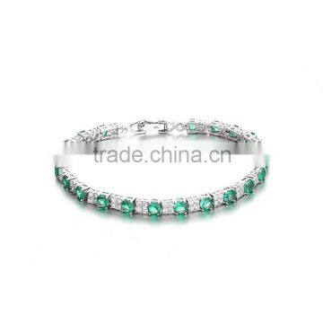 Green 5A CZ Stone 925 Sterling Silver Tennis Bracelet Wholesale SBP011W