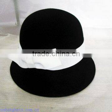 Wool Felt Hats Ladies Winter Hat Black Bucket Church Hat