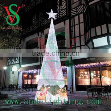 High quality acrylic cone tree sculpture light Christmas LED 3D motif light