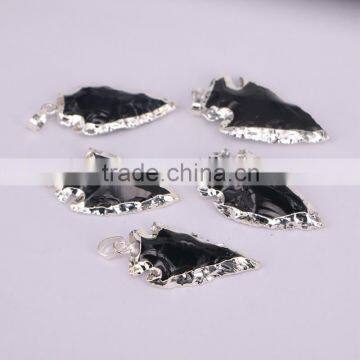 Small Size Gold / Silver Plated Edged Agate Gem Stone Druzy Pendant, Arrow Pendant, For Jewelry Making