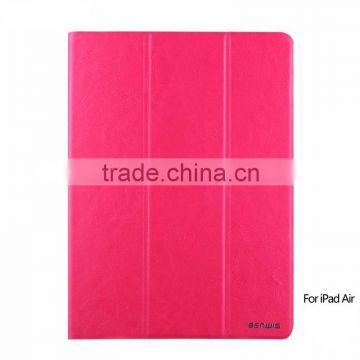 Chinese OEM PU 3 folds tablet pc leather stand case for iPad Air 2