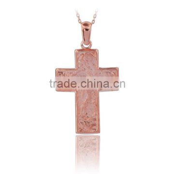 14K Solid Gold Fashion Cross Charm Necklace