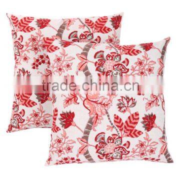 High quality Fabric Cotton Cushion Cover Hand Block Floral Print Wholesale Designer Cushion Covers