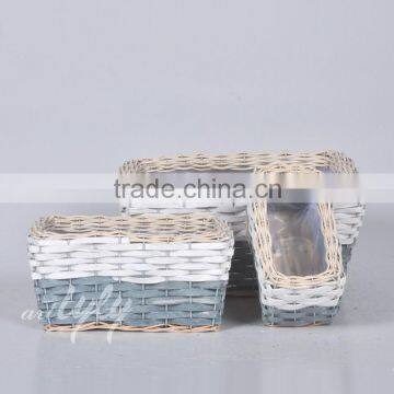 2015 cheap wicker garden flower pot with plastic lining